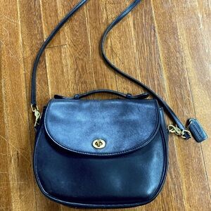 Vintage Coach Black Plaza Bag Purse Crossbody